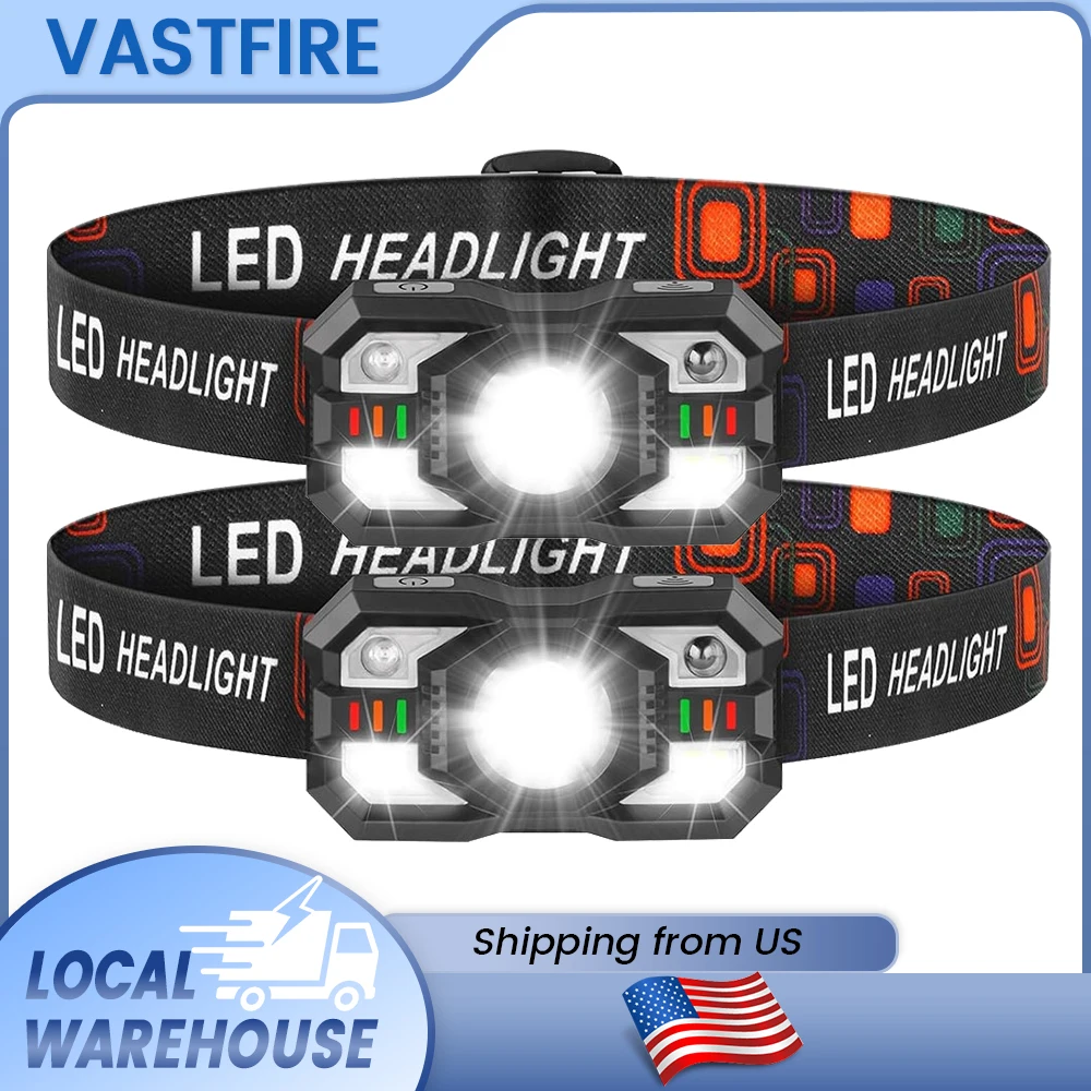 Linterna Frontal Recargable con Sensor de Movimiento, Luz LED Roja Súper Brillante, Linterna Frontal para Pesca, Camping y Actividades al Aire Libre