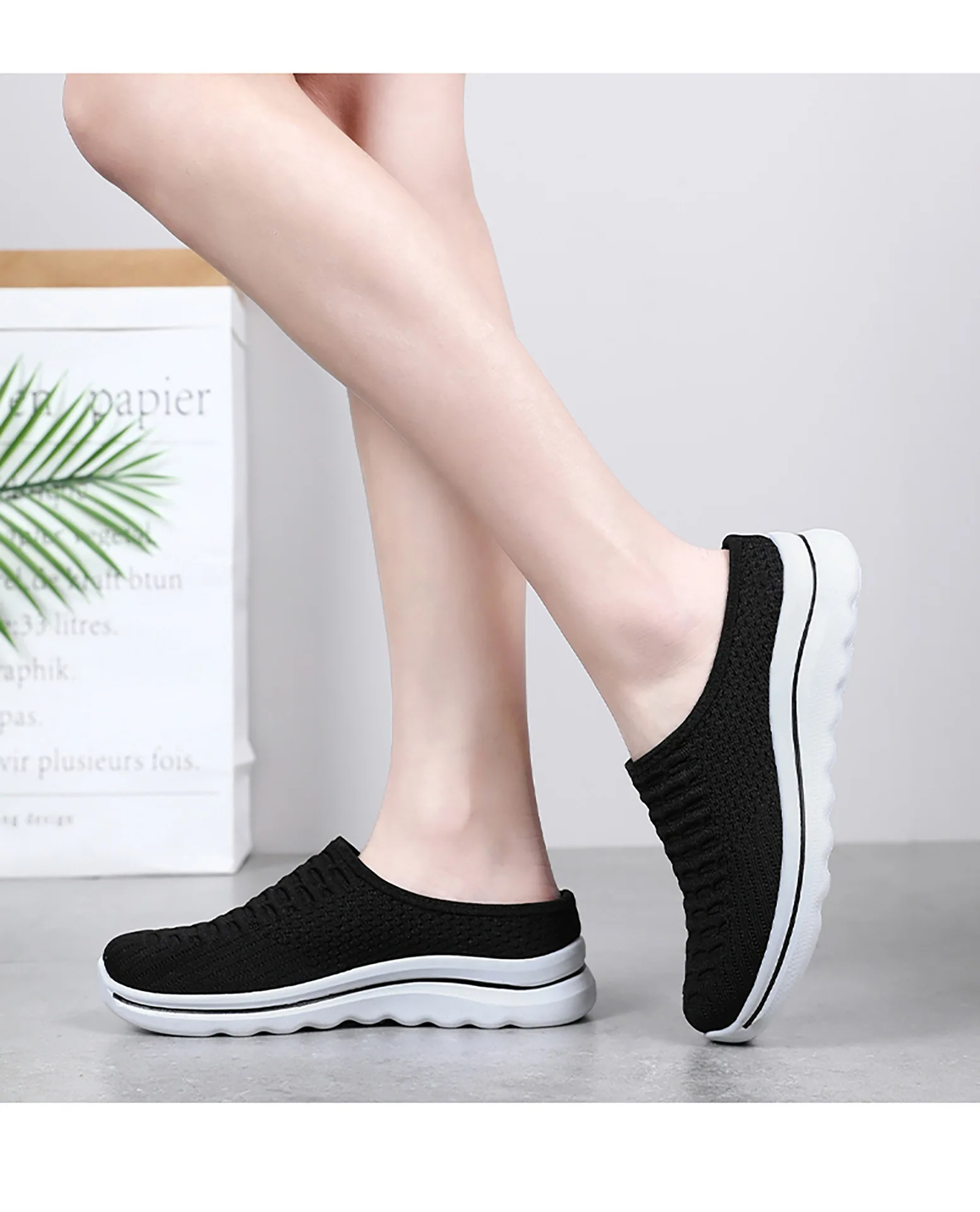 Übergrößen Damen Atmungsaktive Mesh-Pantoletten Slip-On Freizeitschuhe für Innen- und Außenbereich Tägliches Tragen – Detail 19