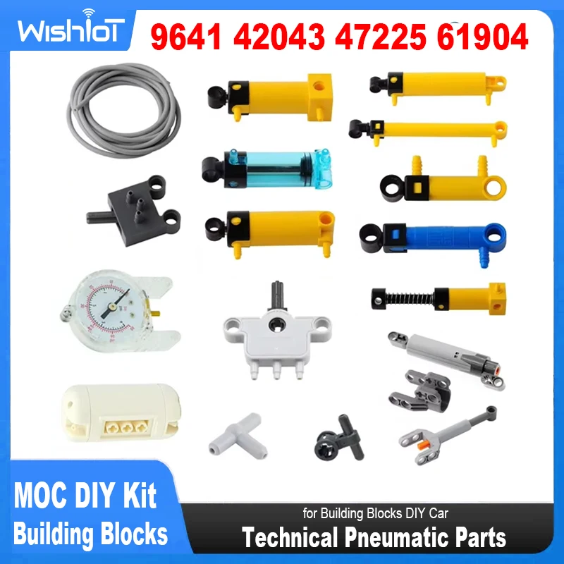 MOC 기술 호스 공기 펌프 탱크 푸시로드 퍼터 스위치 피스톤 레고와 호환 가능 공압 부품 42043 47225 61904 9641