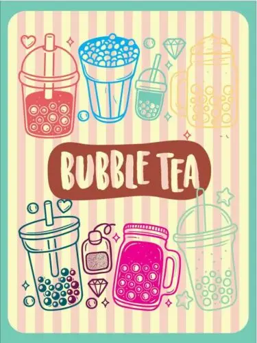 Metal plaque vintage retro style Bubble Tea Classic tin door sign