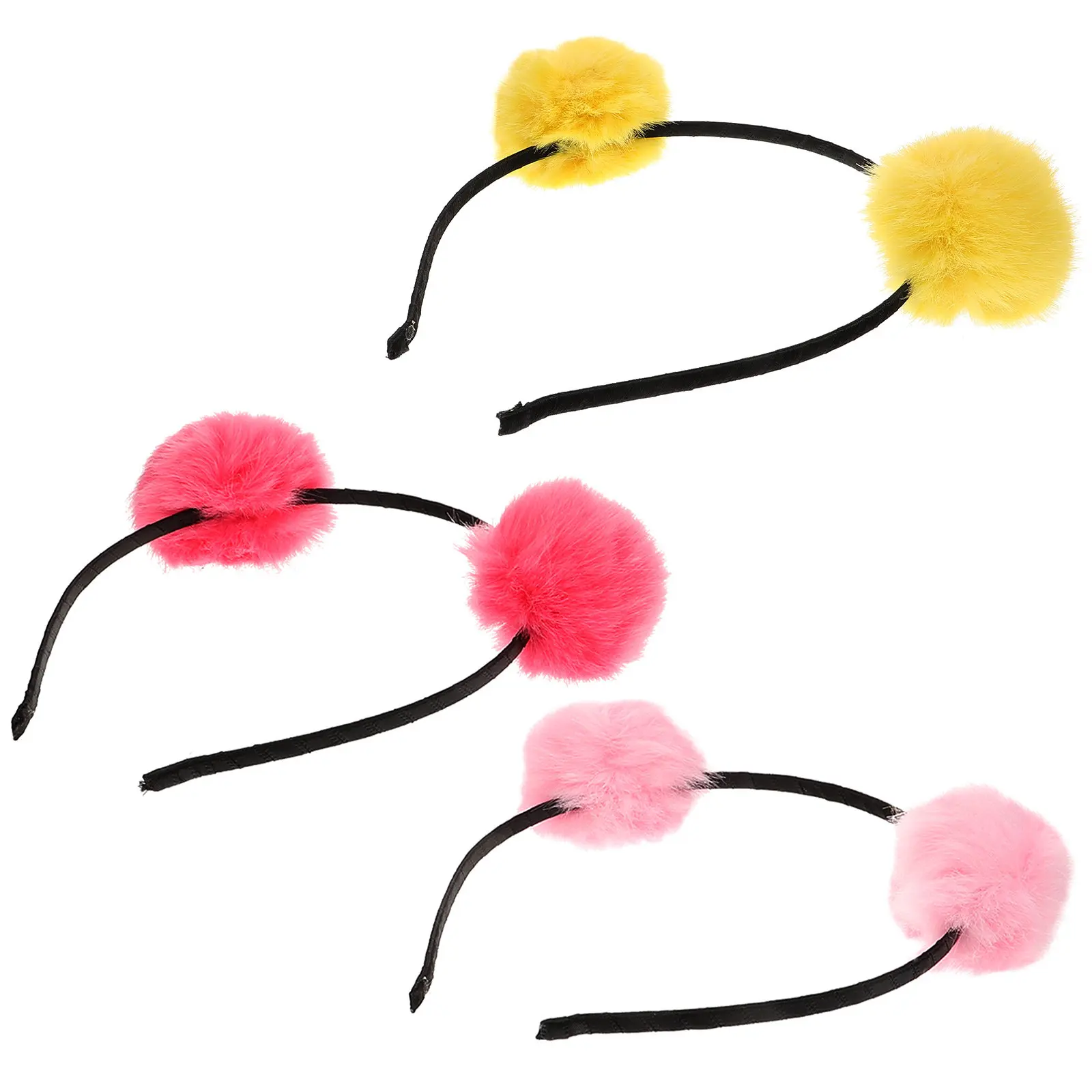 

Набор из 3 повязок на голову с ушками кошки и помпонами (синие, розовые, красные) для вечеринок, 15x19x5 см