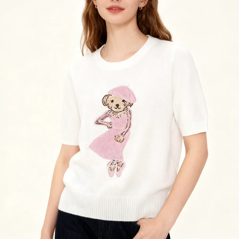 

New Summer Knitted Pullover Sweater For Women Luxury Brand Design Embroidery Thin Casual Knitwear Tops Outerwears Jumper Clothes