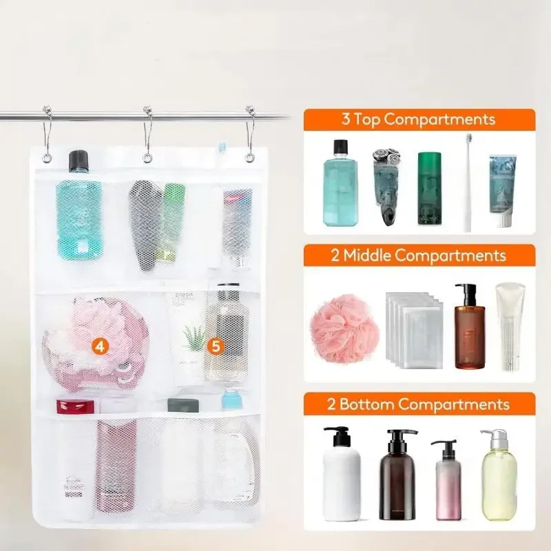 Bathroom Mesh Shower Storage Rack Hanging Toilet Storage Mesh Bag Mesh Bathroom Items Sorting Storage Hanging Bag