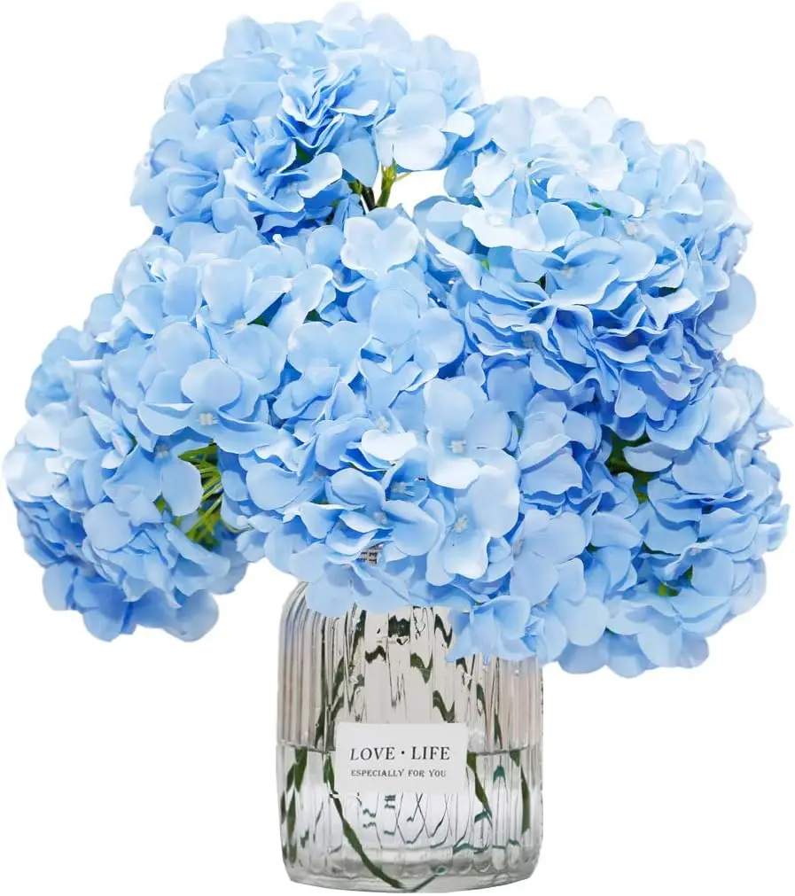 6 Stück 8,7 Zoll Seiden-Hortensien-Blütenköpfe mit Stielen, künstliche Hortensien-Blumen für DIY-Hochzeits-Mittelstück, Heimdekoration – Detail 7