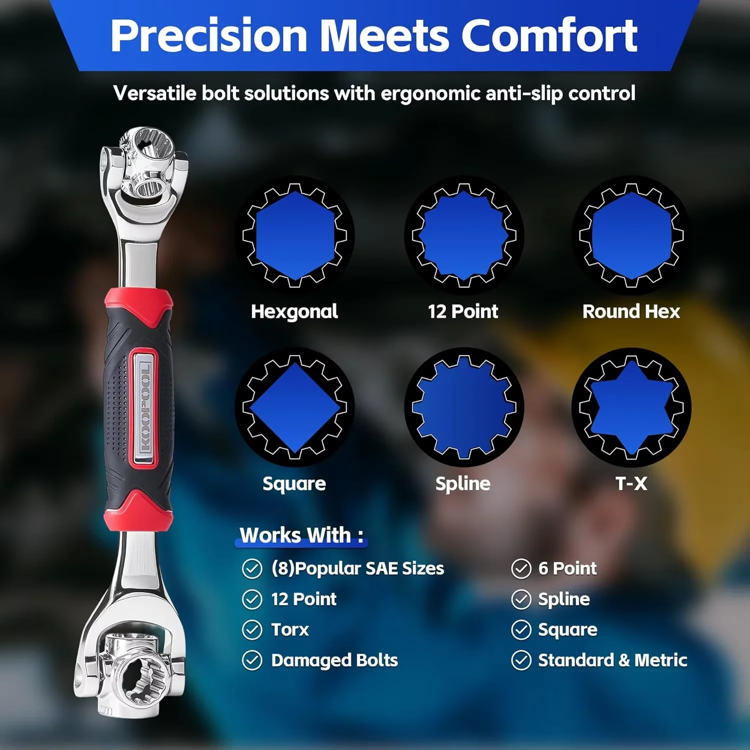 1PCS Multifunction Universal Wrench 52 in 1 Socket Wrench Tools with 360 Degree Rotating Head, Tools Kit for Home and Car Repair