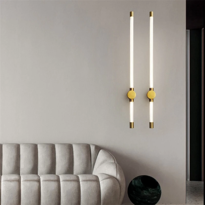 Imagem -02 - Modern Copper Wall Lamps Luxo Gold Geometric Lines Luzes para o Quarto Abajur de Cabeceira Living Room Background Wall Decor Lighting