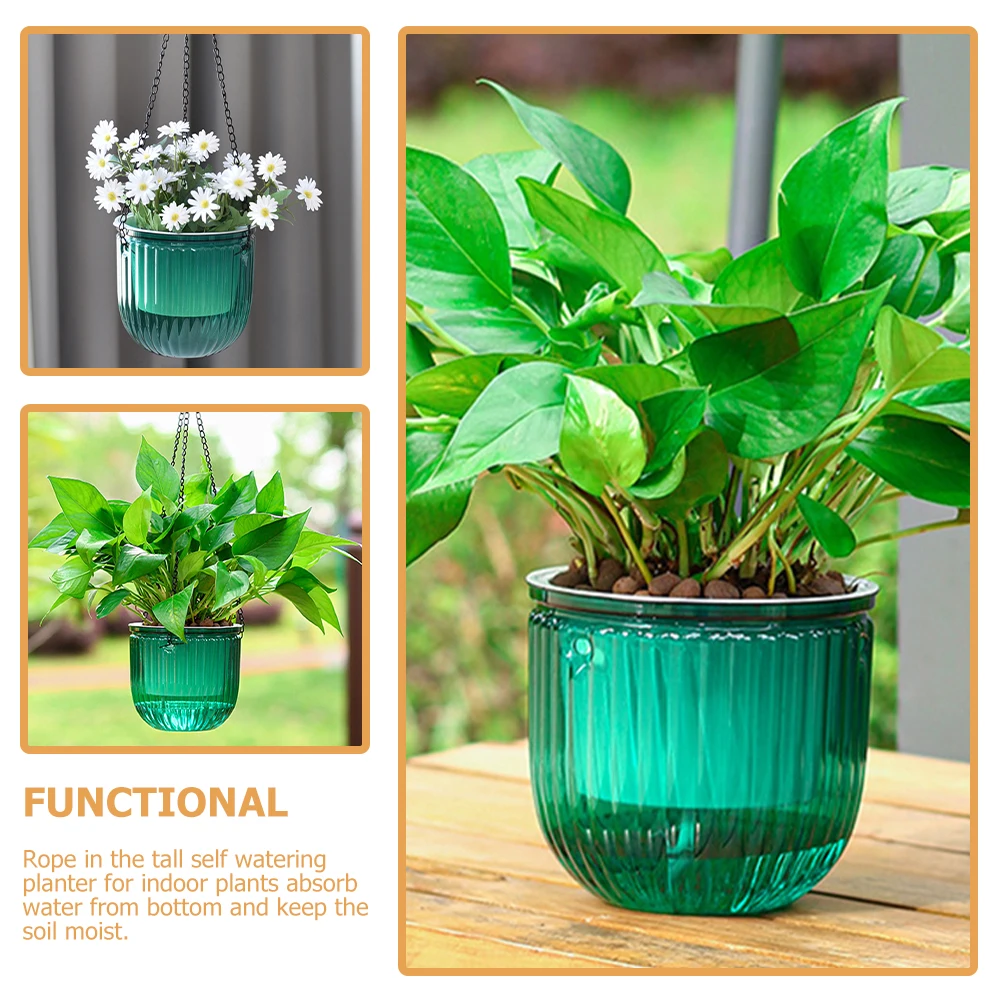 

Resin Hanging Flower Pot Large Diameter Self Watering Planter Balcony Garden Yard Decor Vase Plants