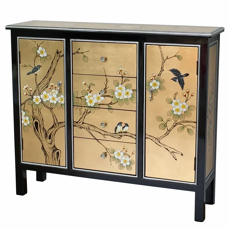 

Foyer Entrance Retro Paillette Living Room Decoration Furniture Painted Sideboard furniture storage cabinet