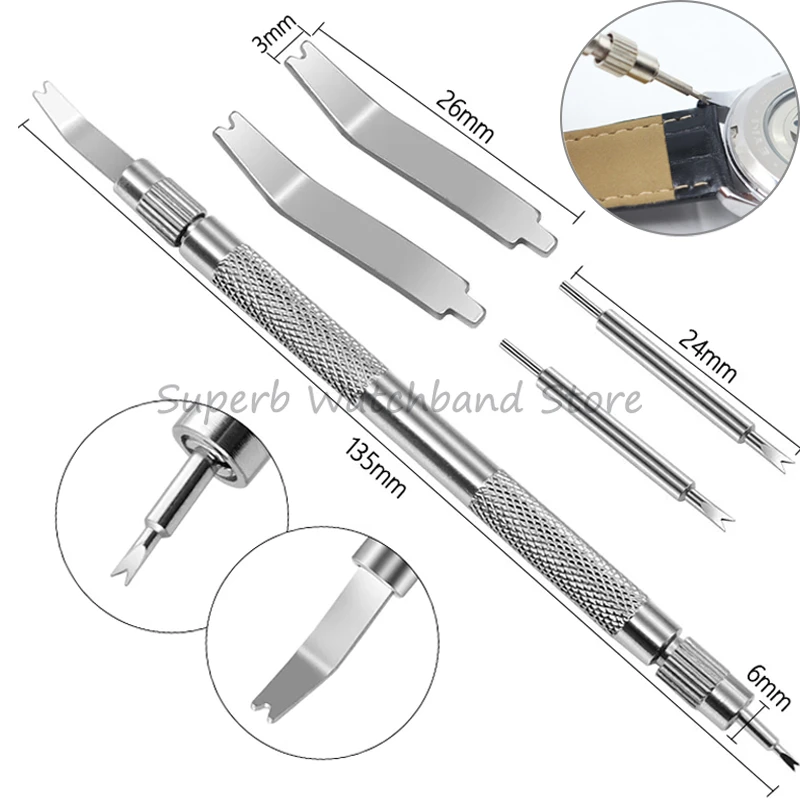 5pcs Watch Bracelet Link Remover Professional Metal Band Watch Spring Pine Needle Bar Wrist Strap Repair Tool Double-head