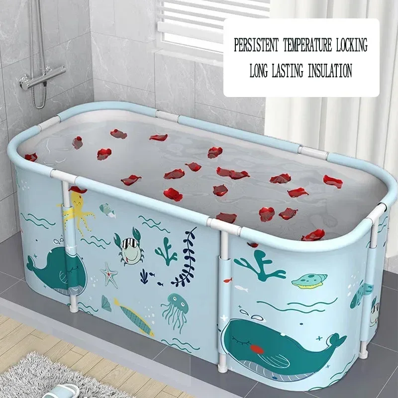 140CM Adults Portable Bathtub Folding Bath Bucket Thicken Shower Barrel Large  Tub Baby Swimming Pool Family Bathroom Spa Tub