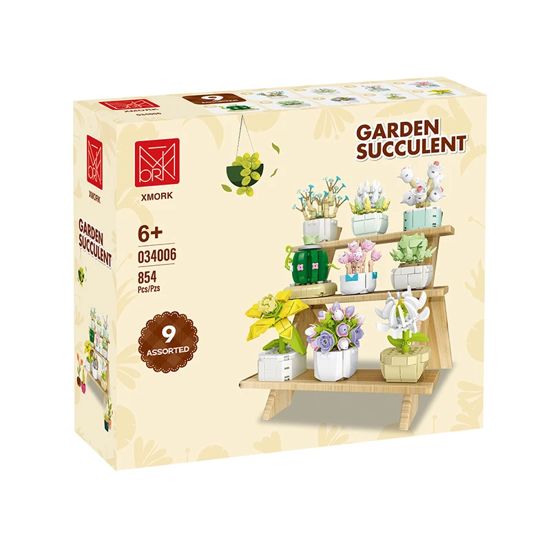 Block City piante in vaso fai da te succulente Cactus Gypsophila Bonsai Tree giardini blocchi di costruzione romantici modello bambini set kit giocattoli