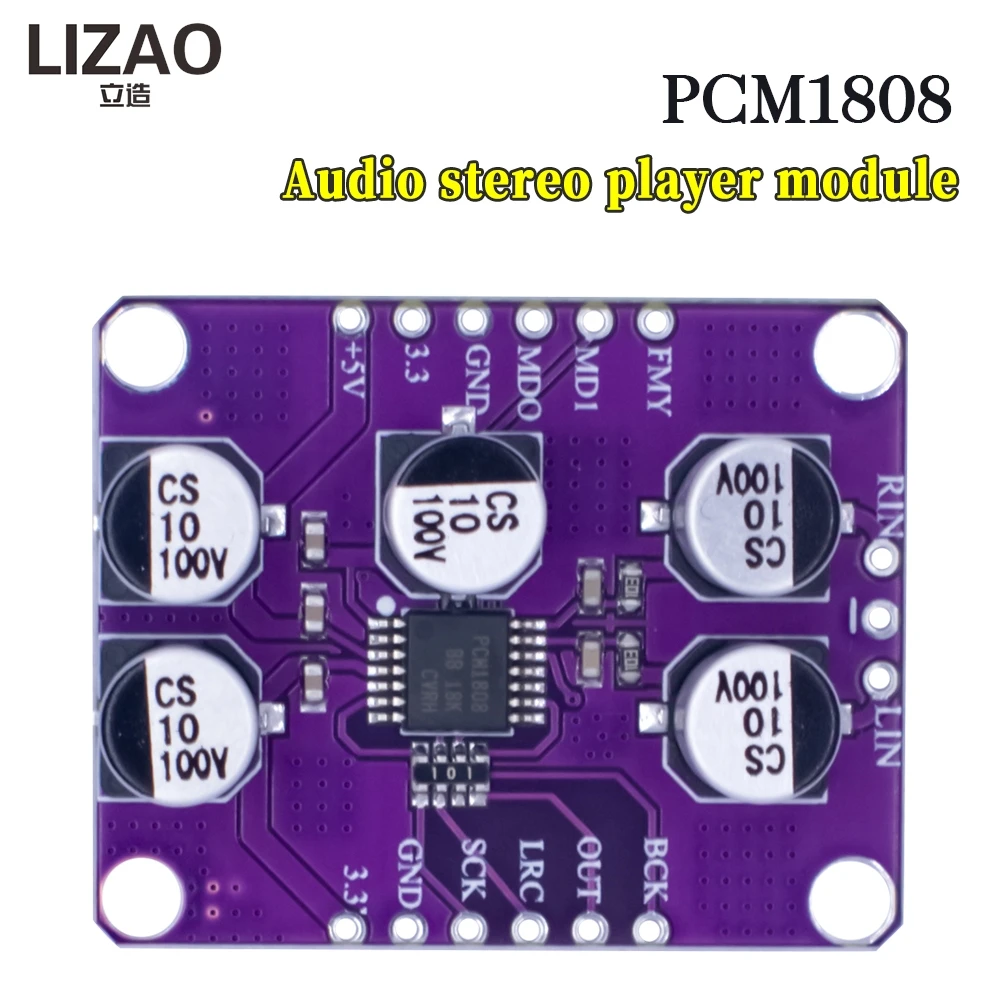 PCM1808 Stereo Audio ADC Module Single-Ended Analog Input I2S Audio Acquisition Board For Audio Recording