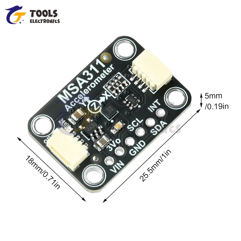 وحدة مقياس التسارع DC 3-5V MSA311 ذات 3 محاور - متوافقة مع STEMMA QT/Qwiic لا يتطلب لحام