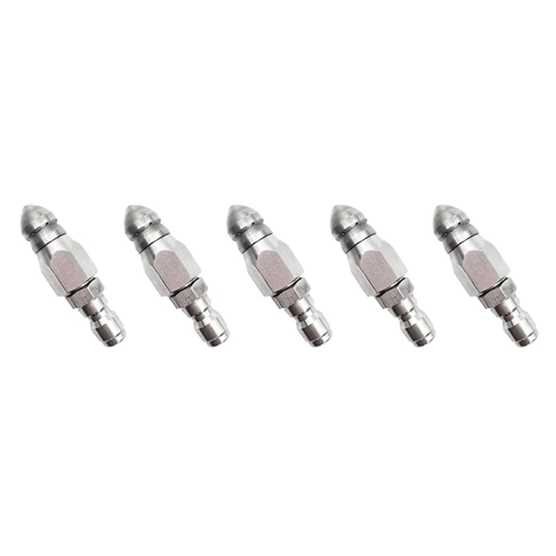 AA49 5X Hochdruckreiniger-Kanaldüse mit Edelstahl, langlebige Design-Abwasserstrahldüse, 1/4 Zoll schnell anschluss