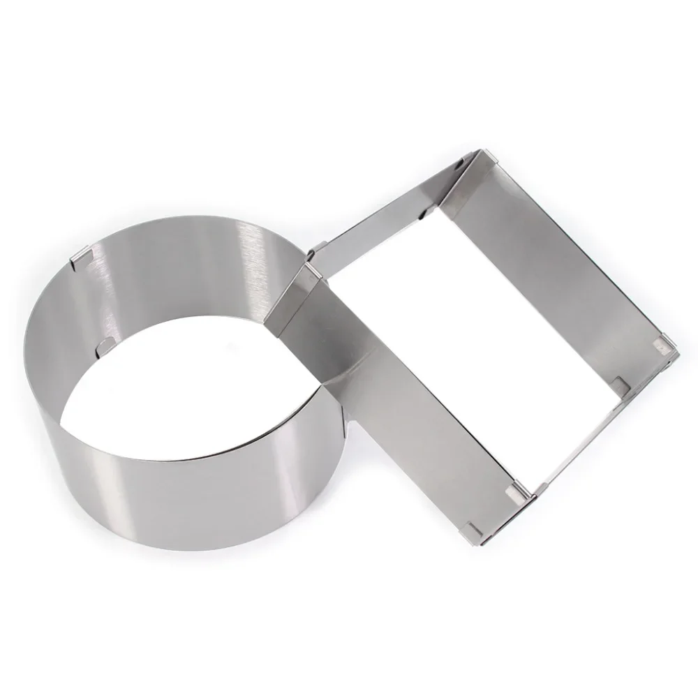 Adjustable Cake Mousse Ring, Round & Square Cake Mould 2pcs/set Stainless Steel , Suitable for wedding christmas cakes