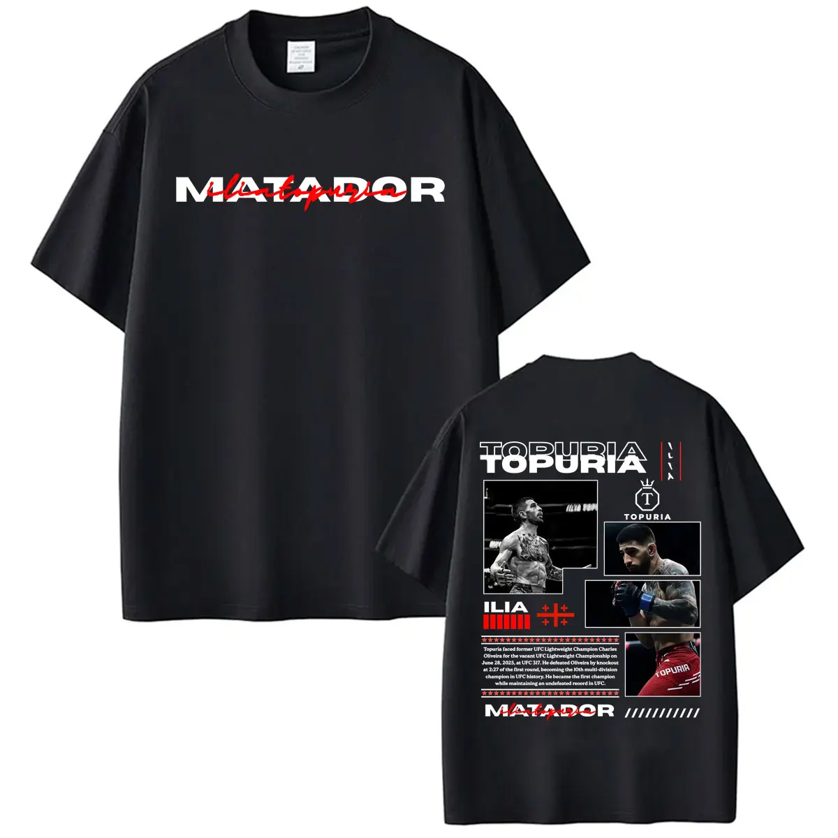 Limited Ilia Topuria El Matador Retro Graphic T Shirt Men Women Harajuku Classic Gothic T-shirts Cotton Casual Oversized T-shirt