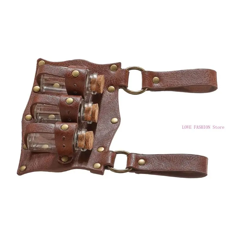 Halloween thời trung cổ Potion Chai Belt Belt Belt Vành đai thắt lưng cho các nhà giả kim và sát thủ cosplay Y166