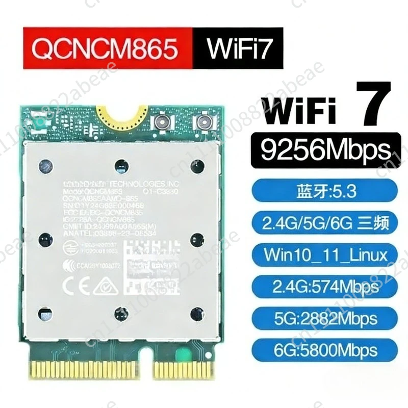 Wifi7 QCNCM865 Wireless 2.4Gbps Tri Band 2.4G/5G/6Ghz Network Wireless Adapter For Win11