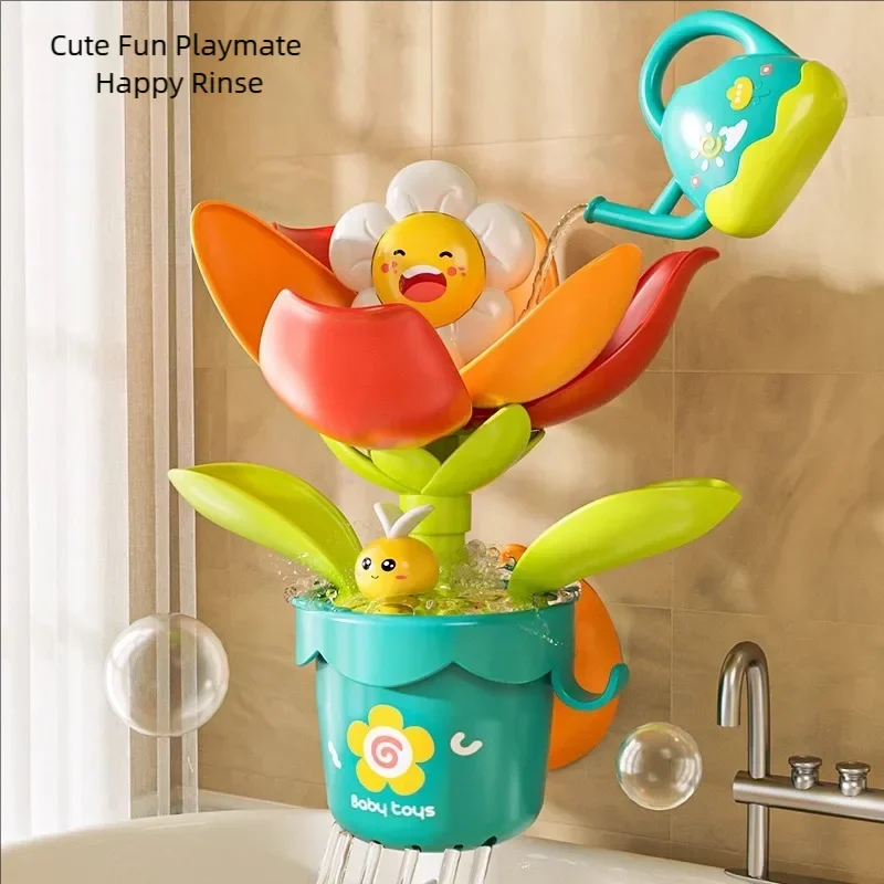 Brinquedos de banho de girassol-aspersor interativo de spray de água com cabeça de chuveiro rotativa, brinquedos de banheira não tóxicos para crianças brinquedos de água