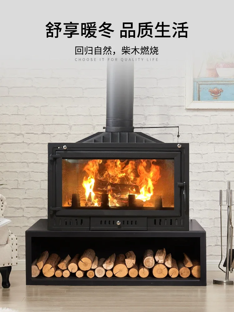 Firewood Heating Fireplace Cast Iron Wood-burning Firewood Fireplace Homestay Villa Indoor Installed Real Fire Fireplace