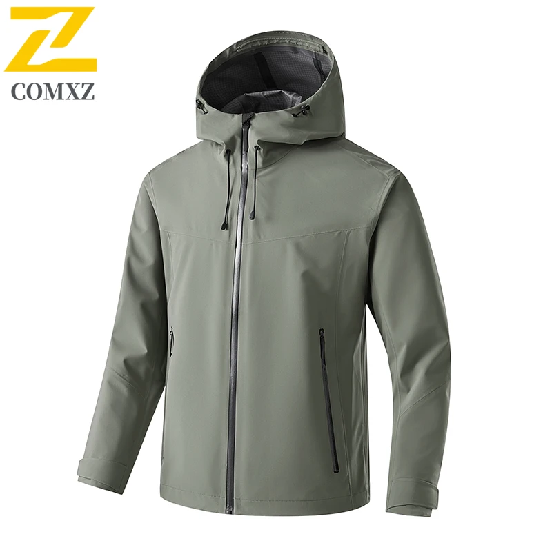 Men's Camping Ski Jackets Trendy Soft Shell Wear-resistant Windbreaker Coats Hiking Hooded Waterproof Jacket Raincoat Clothing