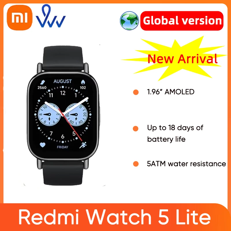 

Глобальная версия Xiaomi Redmi Watch 5 Lite, 1,96-дюймовый AMOLED-дисплей, срок службы батареи 18 дней, Bluetooth ® вызов Встроенный ГНСС 5АМ