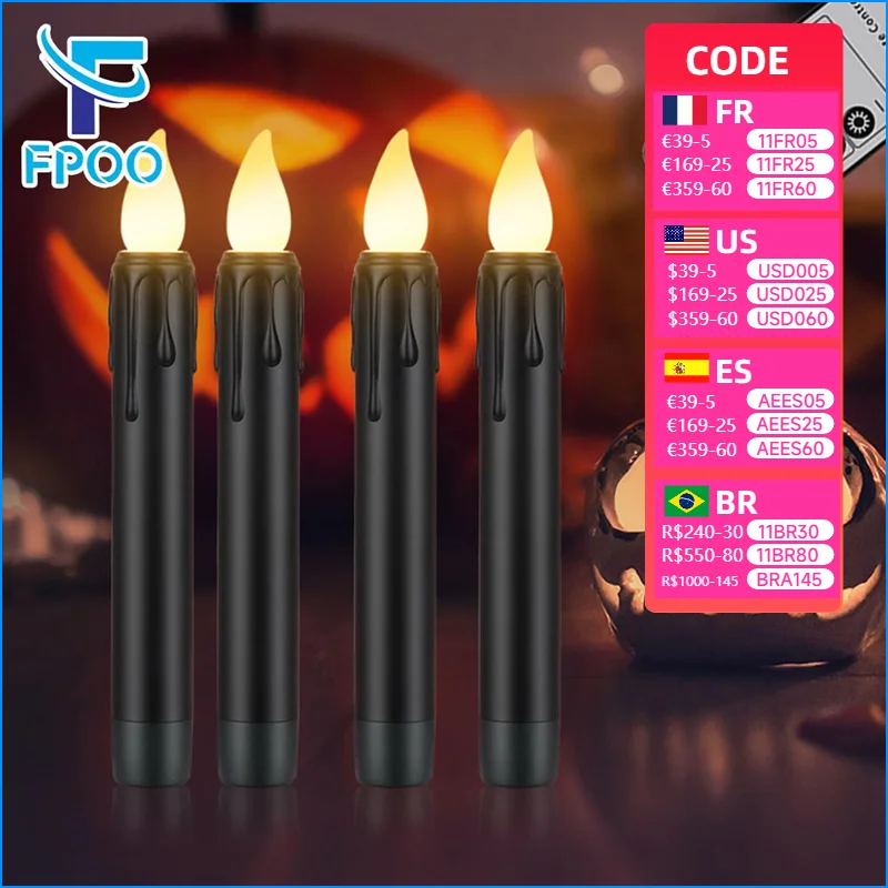 LED Electronic Candles with Flickering Flame,Led Light With Timer Remote,For Home Decor,Christmas,Holiday,Black Led Candle Lamp