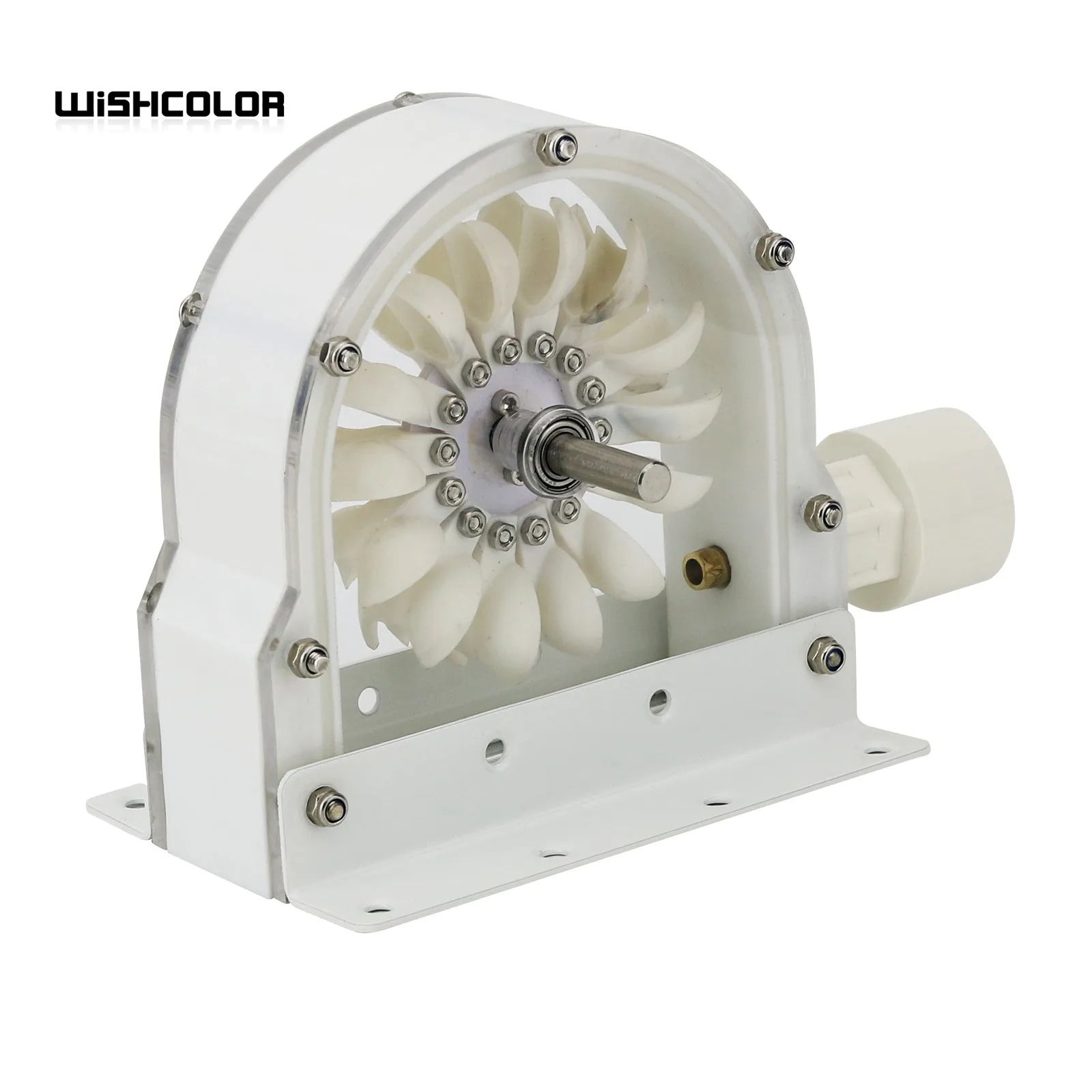 Wishcolor 100-300W 500-4000RPM Pelton Wheel Impulse Pelton Turbine with Adapter to DIY Hydroelectric Generator