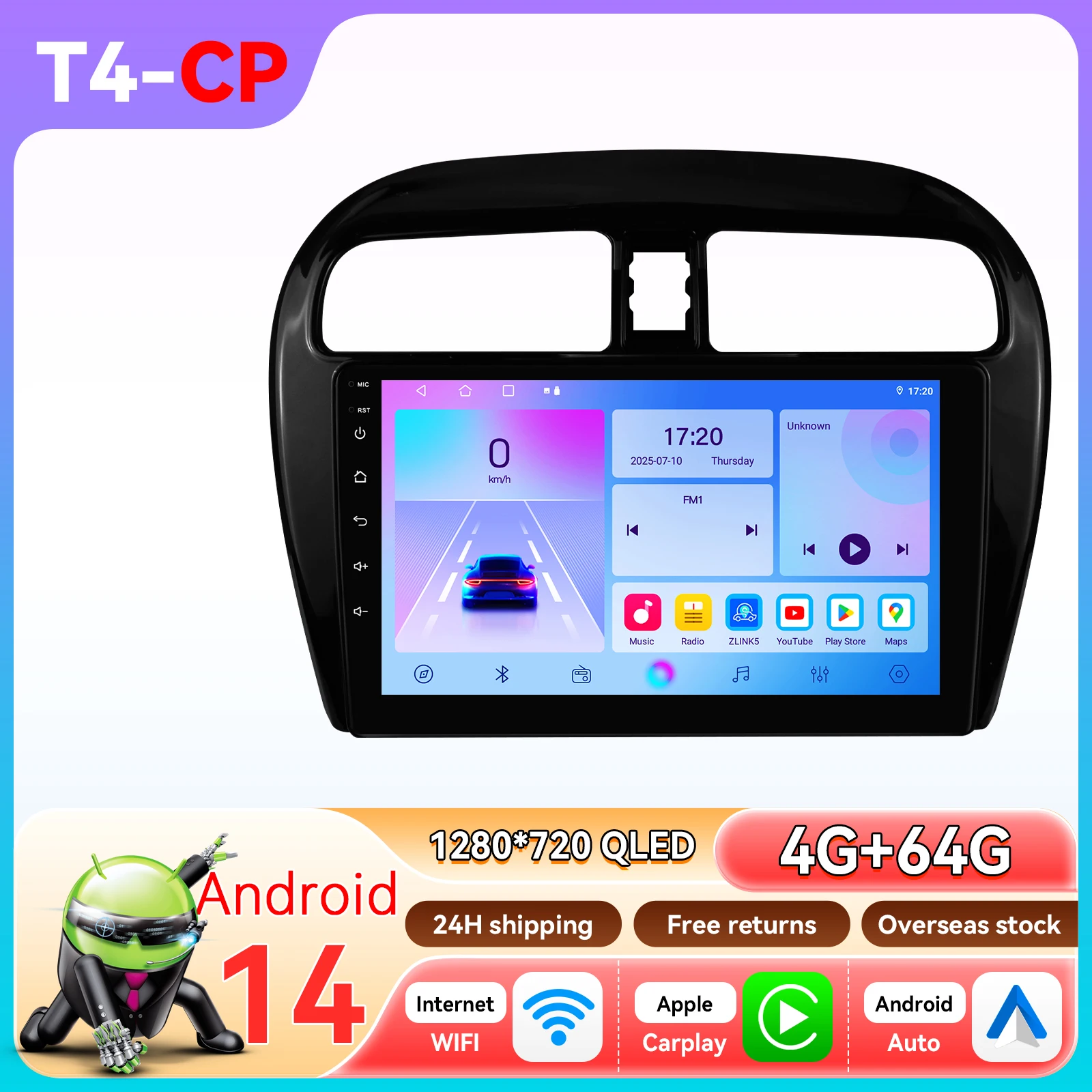 CarPlay Android Auto autoradio voor Mitsubishi Mirage Attrage Space Star Dodge Attitude 2012-2023 GPS intelligente systemen 4G DSP