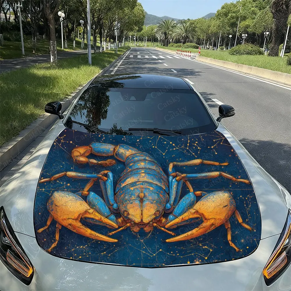 

Starry Sky Scorpion Car Hood Wrap Colorful Vinyl Waterproof Sticker For Trucks, Decorative Bonnet Graphics And Auto Accessories