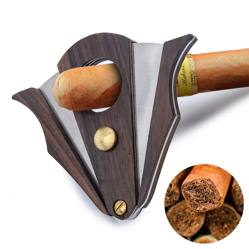

Sandalwood Cigar Scissors, Stainless Steel Double-Edged, Personalized And Creative Bat-Shaped Cuban Cigar Scissors