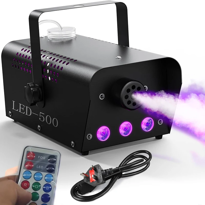 Nuova macchina del fumo da 500 W RGB 3 LED macchina del fumo a colori misti con espulsore del fumo da palcoscenico telecomandato per Natale
