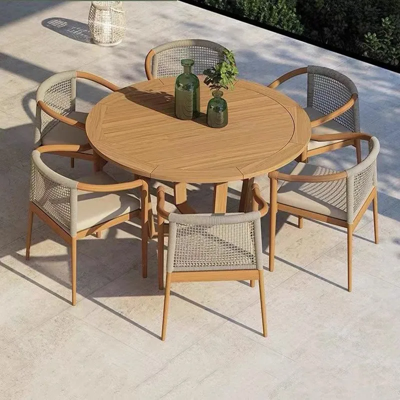 Outdoor tables and chairs solid wood courtyard garden simple leisure furniture greenhouse open-air dining room chair dining tabl