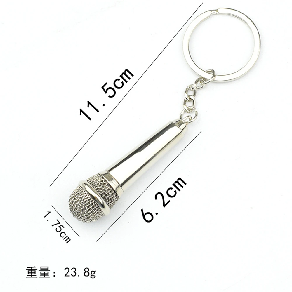 Metal Hip-hop Microphone Keychain for Women Men Mini Microphone Key Ring Car Key Holder Funny Singer Gift Handbag Accessories