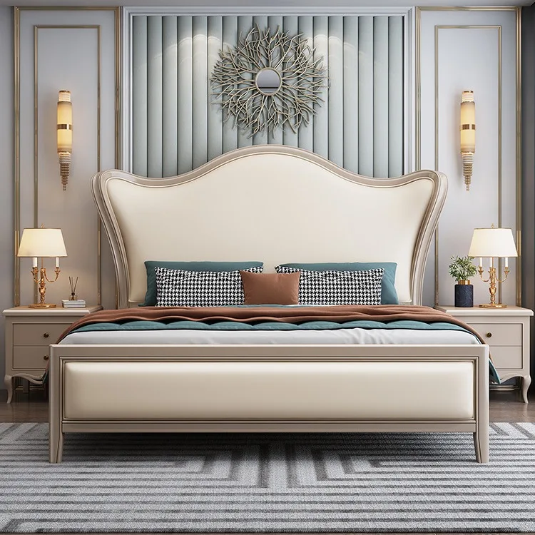 American Solid Wood Bed Wedding 1.8 Meters Master Bedroom Double  1.5 Meters French  American Furniture Ins Wind
