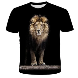 New Personality Lion Men's 3d Printing Short-sleeved T-shirt Summer Hip-hop O-neck Casual Sports Breathable Light Fitness