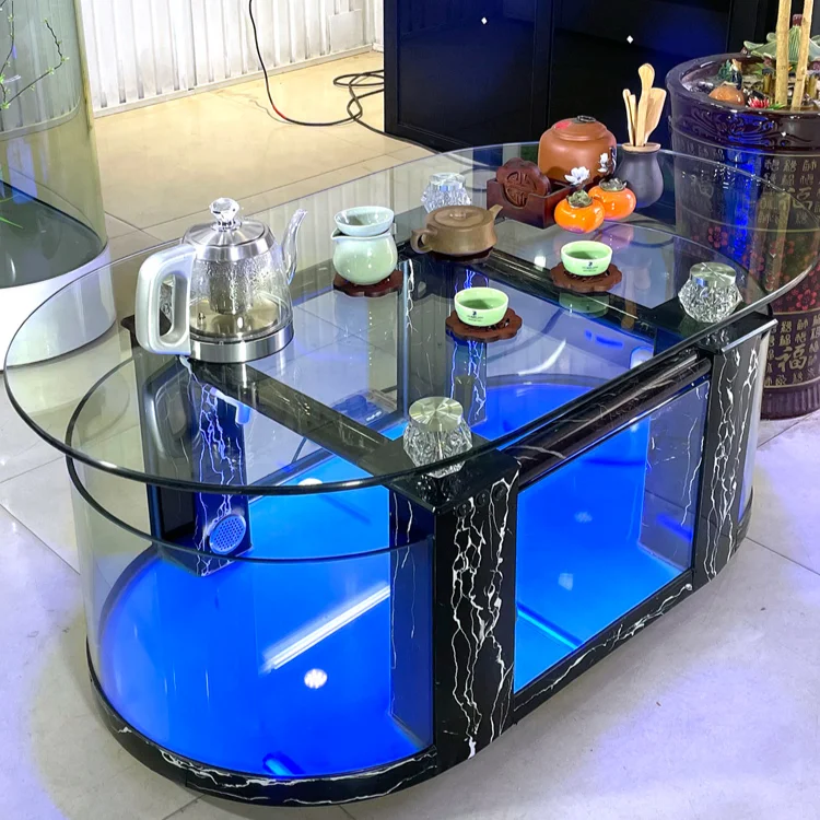 Large ecological coffee table fish tank living room aquarium glass household desktop turtle tank medium TV cabinet can be