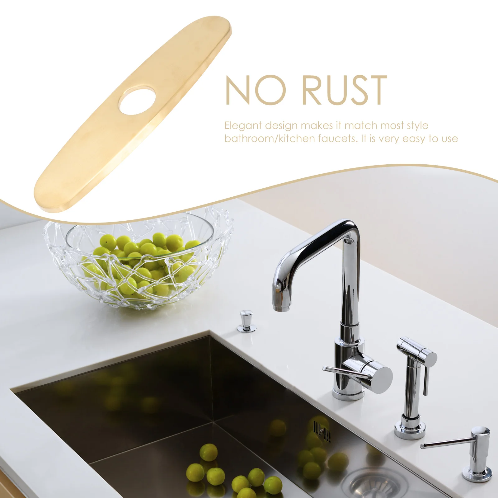 

Premium Stainless Steel Sink Hole Cover Fine Workmanship Rustproof Lightweight Kitchen Faucet Decor Plate Home Use