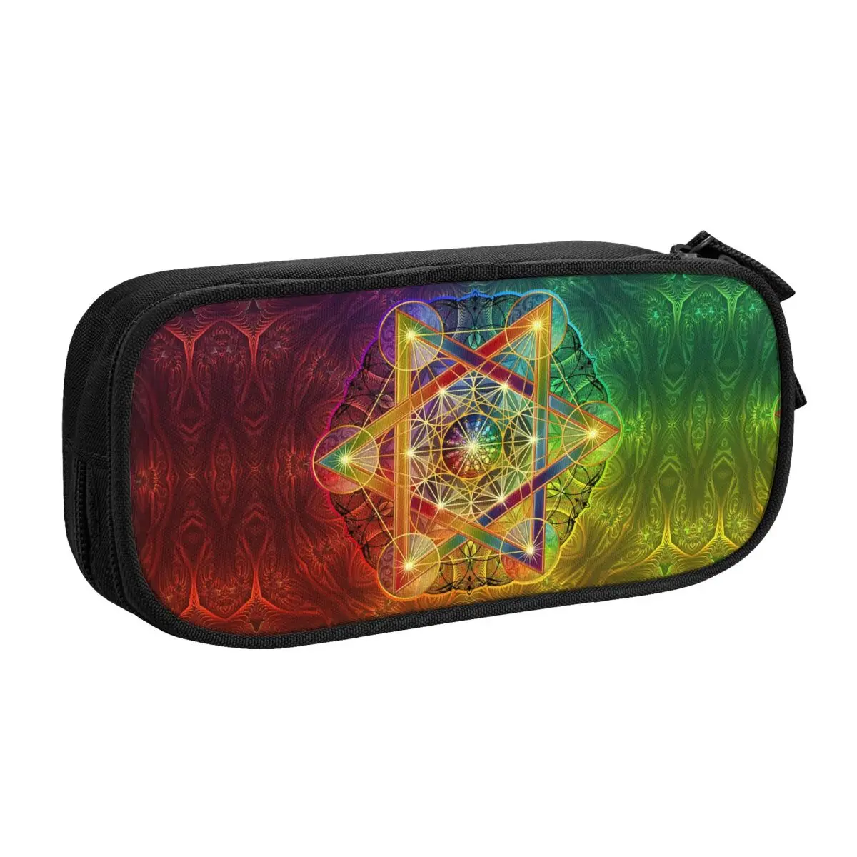Customized Metatron's Cube With Merkabah And Flower Of Life Pencil Case Sacred Geometry Pencil Pouch School Accessories