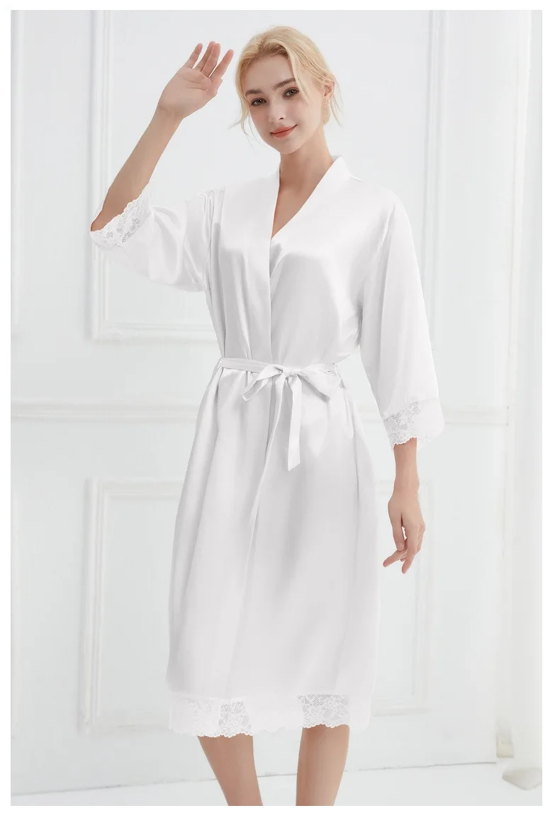 Robe Women Floral Bathrobe Kimono Robe Silk Long Wedding Bride Bridesmaid