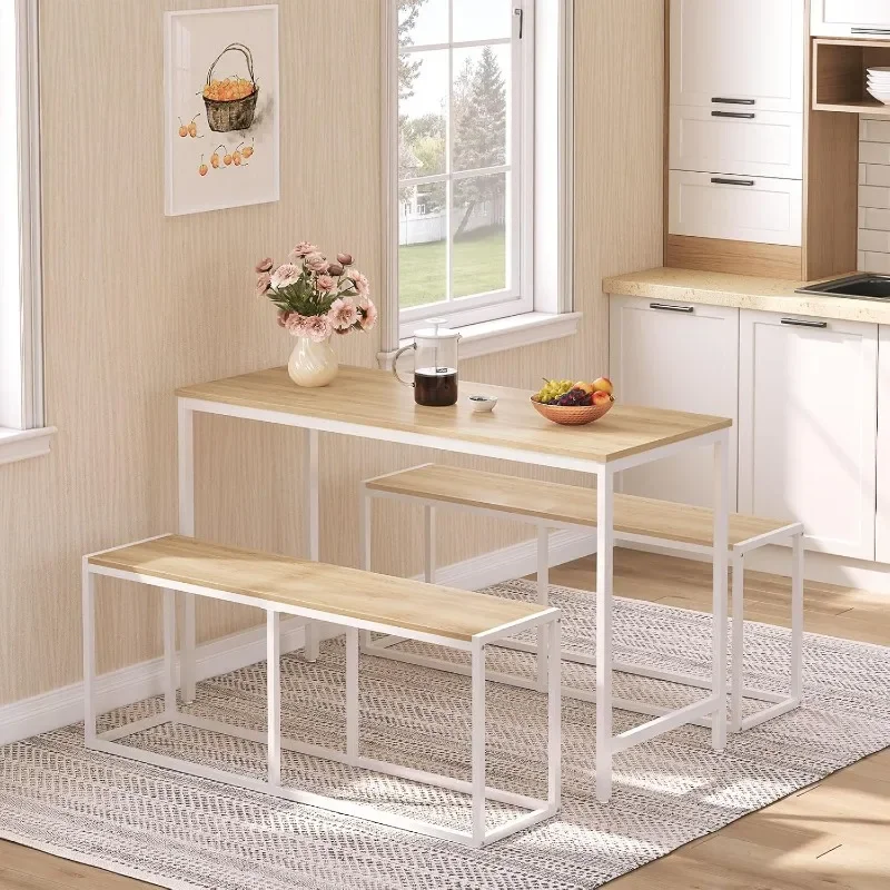 

HOOBRO dining chair, industrial style kitchen bench, steel frame, easy to assemble, suitable for kitchen, dining room