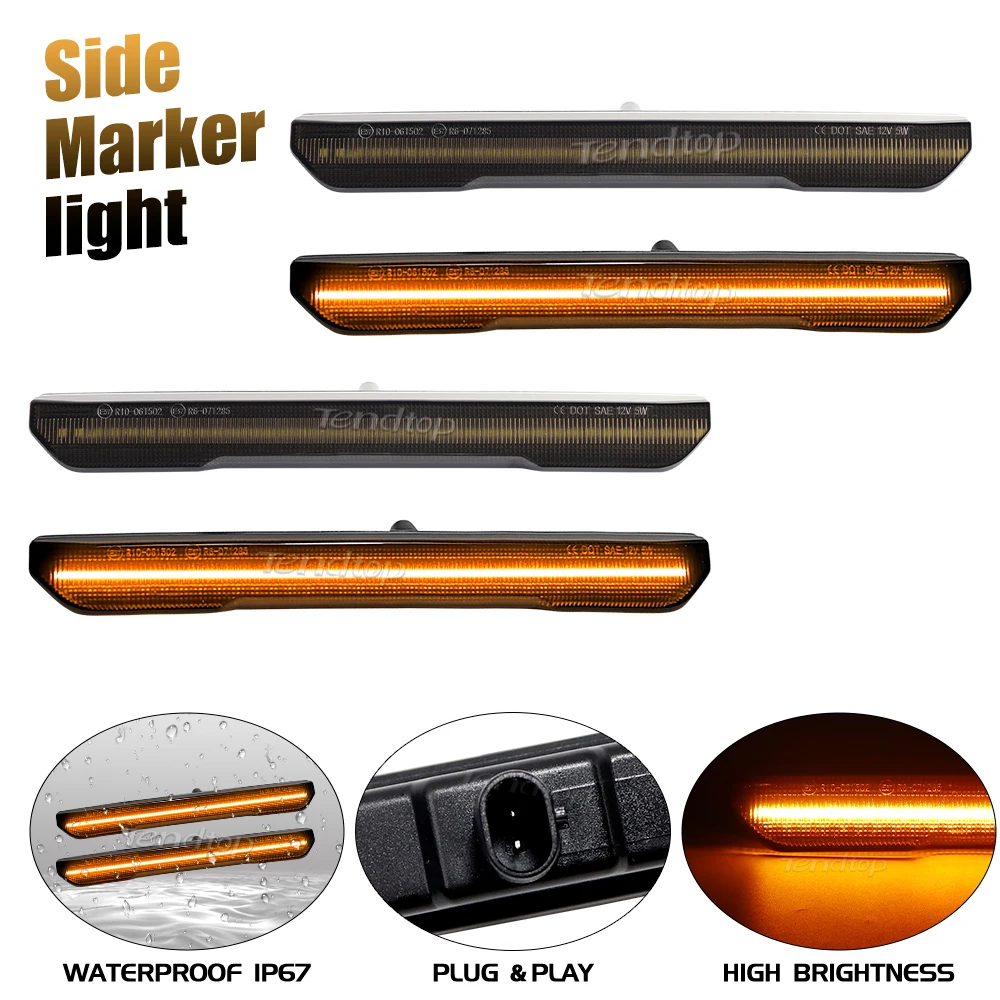 4pcs Amber Lights Front & Rear Bumper LED Turn Signal Side Marker Light Lamp  for 2020-2024 GMC Sierra 2500HD & 3500HD