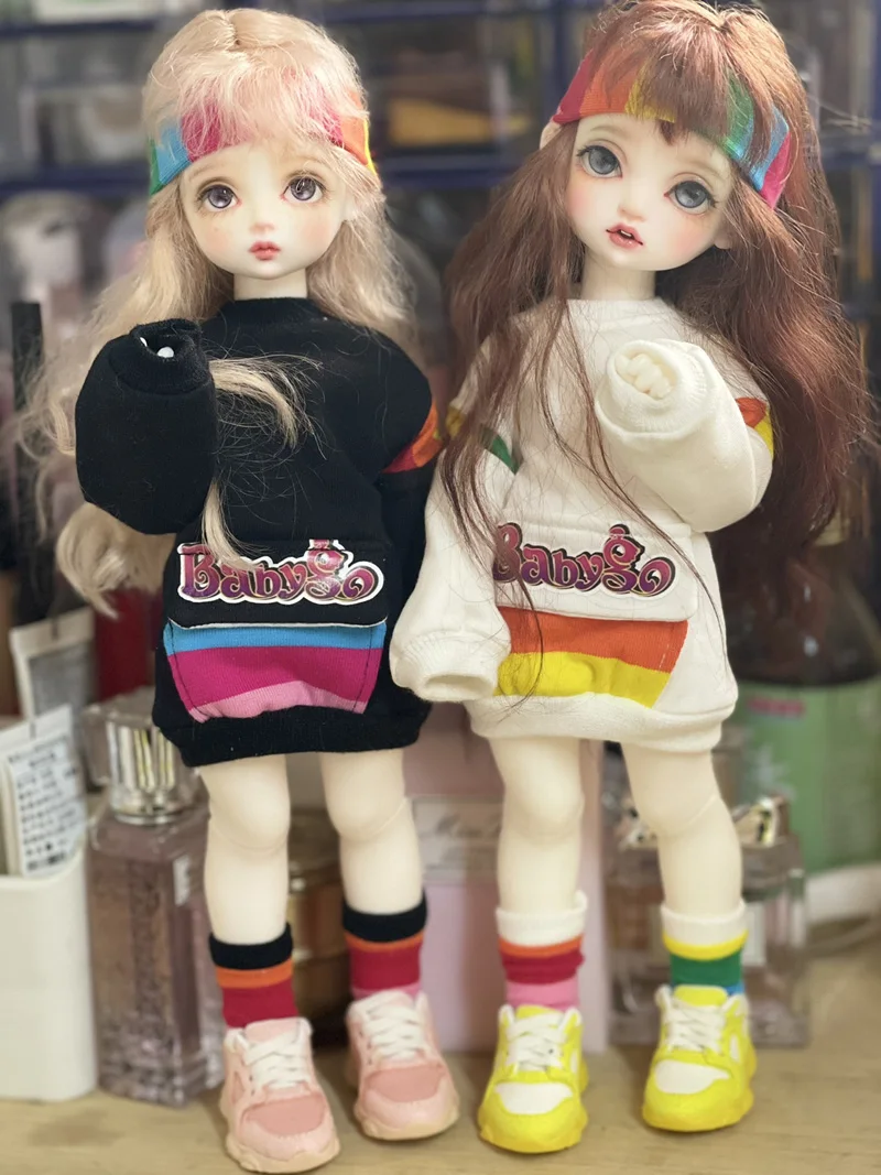 BJD doll clothes for 1/4 1/6 size bjd girl clothes cute colorblock doll sweater  1/4 1/6 clothes set doll accessories (3 points)