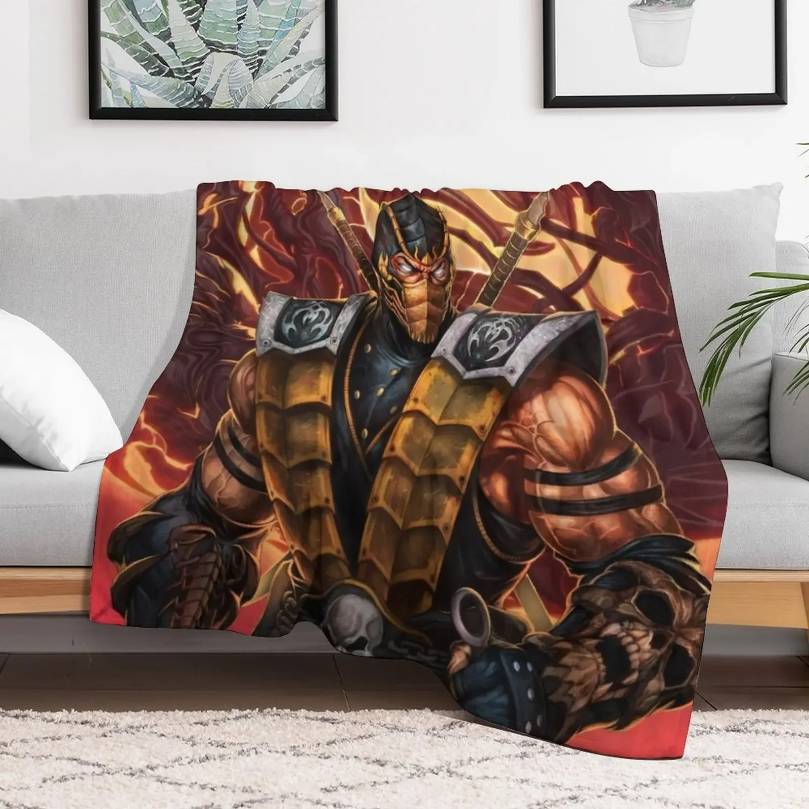 Scorpion Mortal Kombat Throw Blanket Soft Bedroom Blanket for Night Sleeping