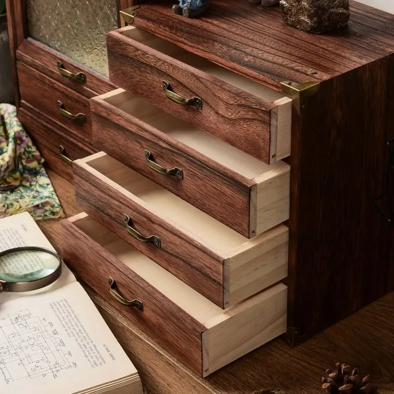 

Тип ящика Настольный ящик для хранения Ing Style Premium Sense Полка из цельного дерева в стиле ретро с крышкой Китайский настольный шкаф для хранения