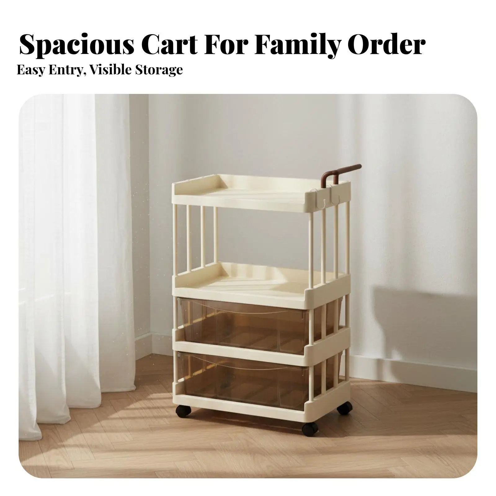 Infant Supplies Storage Trolley With Wheels Infant Essentials Storage Cart Large Capacity Multi-Tier Rolling Cart for Moms,