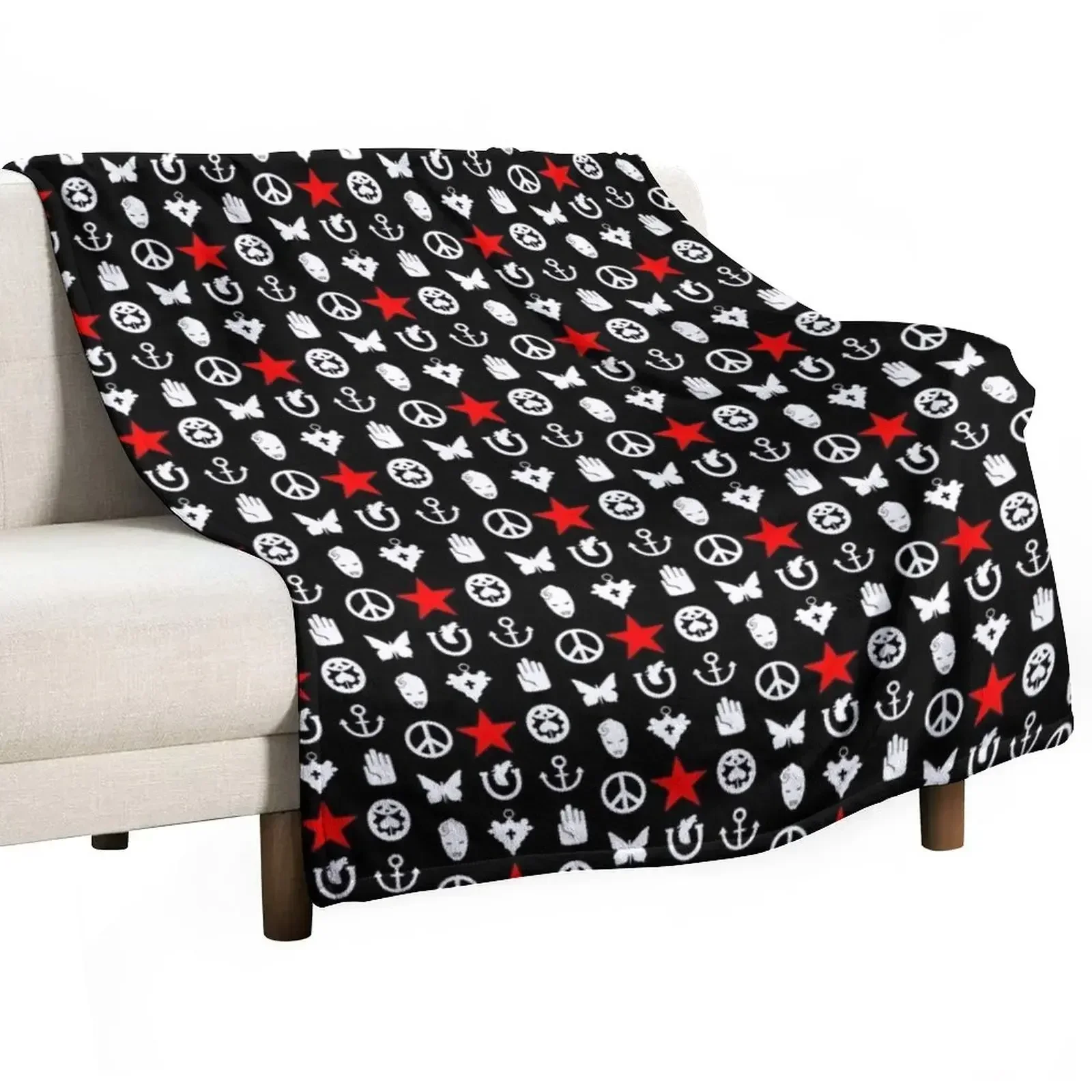 JoJo Symbols JoJo's Bizzare Adventure Character Symbols Throw Blanket Cute Plaid heavy to sleep funny gift Blankets