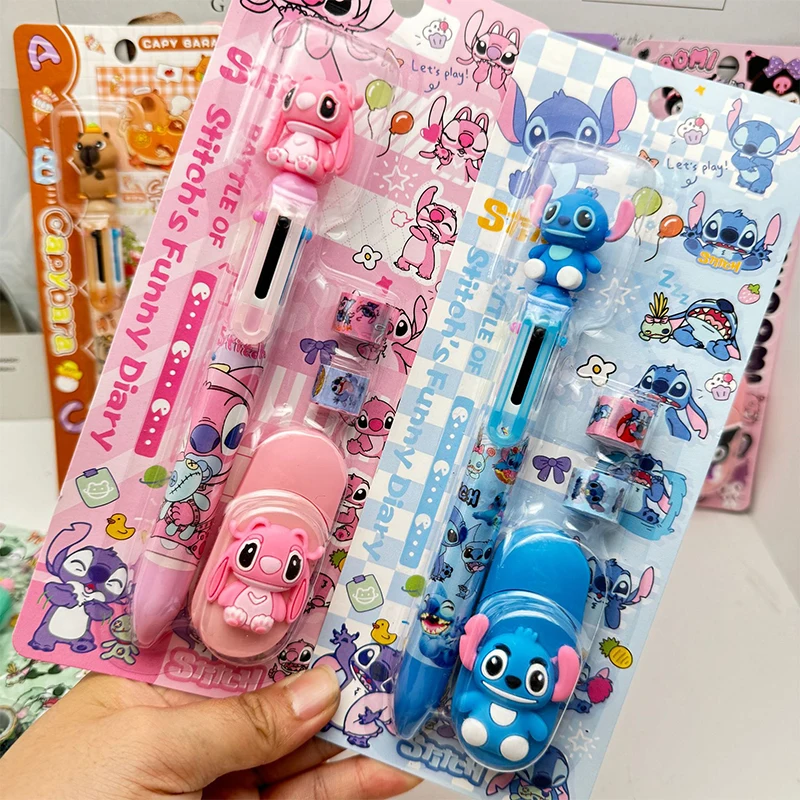 Venta al por mayor, juego de papelería de puntada, bolígrafo de colores, cinta correctora, cinta de puntada, cuaderno de punto de Disney, regalo de Navidad para niña