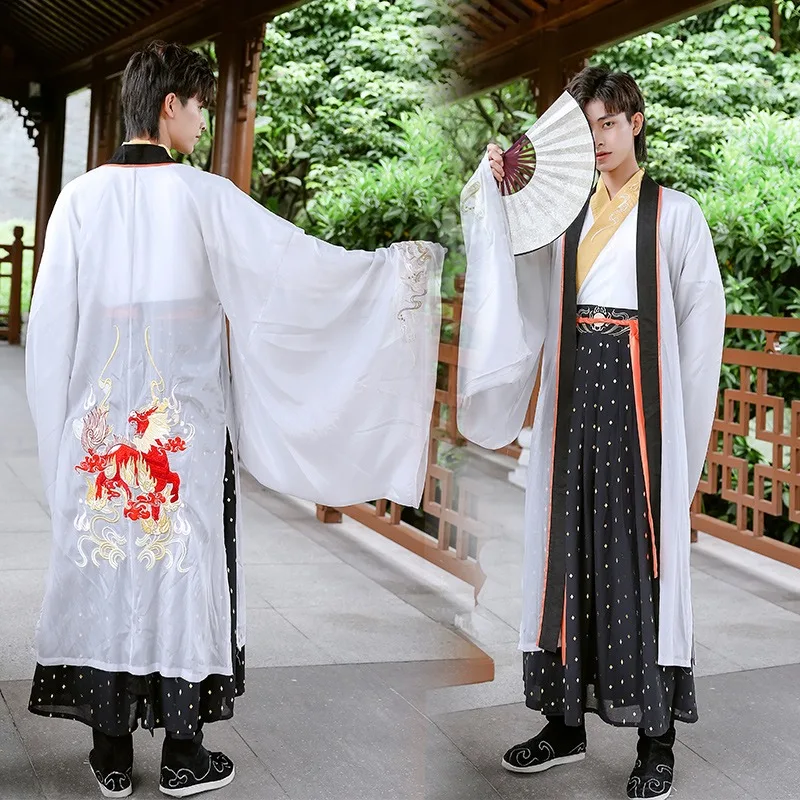 

Kimono Dress Men Women Hanfu Chinese Traditional Tang Suit Tops Skirt Japanese Samurai Cosplay Costume Yukata Robe Gown