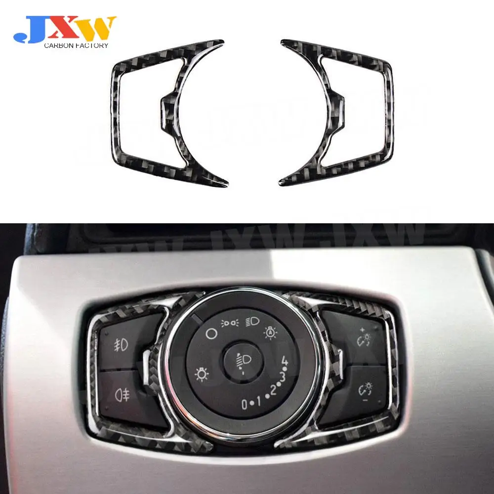 

Carbon Fiber Headlight Switch Button Trim Frame Cover Mouldings Stickers For Ford Mustang 2015 -2019 Car Interior Accessories